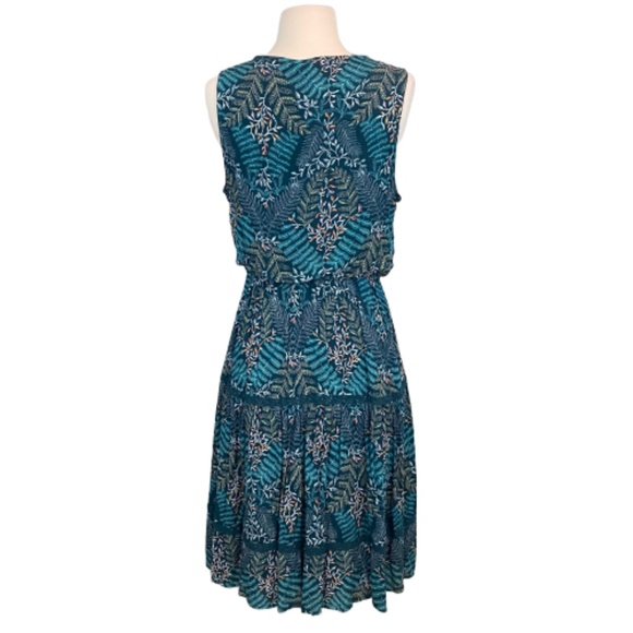 LC LAUREN CONRAD Dress Midi Sleeveless V-Neck Ruffle Hem Teal Fern Small - Picture 4 of 8